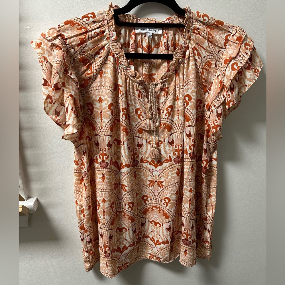 Rose & Olive Flutter Sleeve Blouse